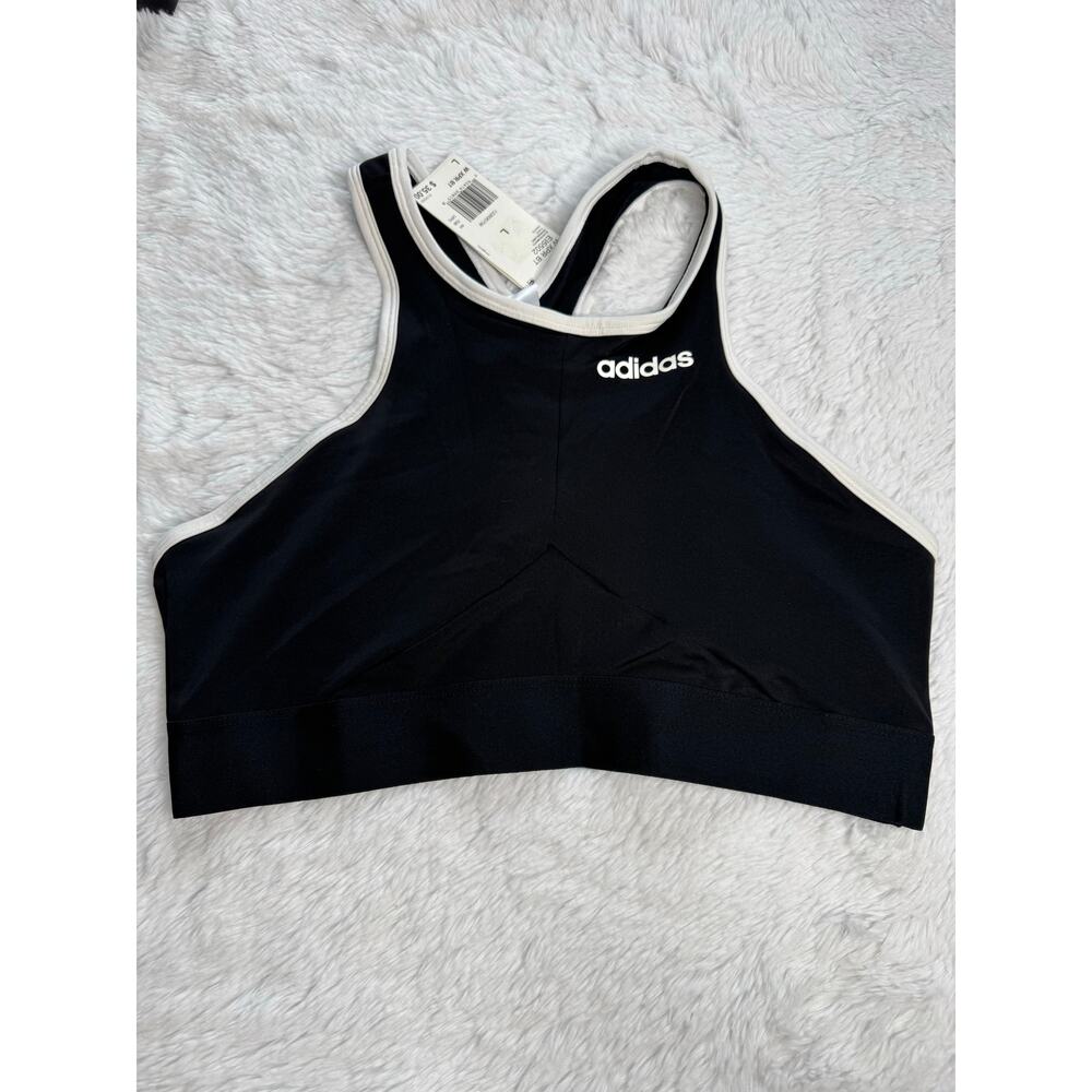 Women's Adidas Climalite Black & White Sports Bra No Pads Sz Lg